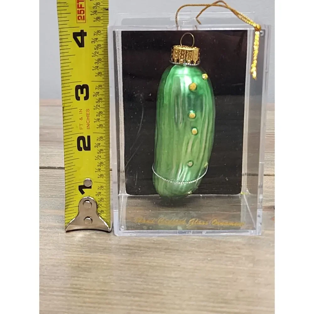 2003 Target Store Pickle Ornament Blown Glass Handpainted w/Plastic Case NOS